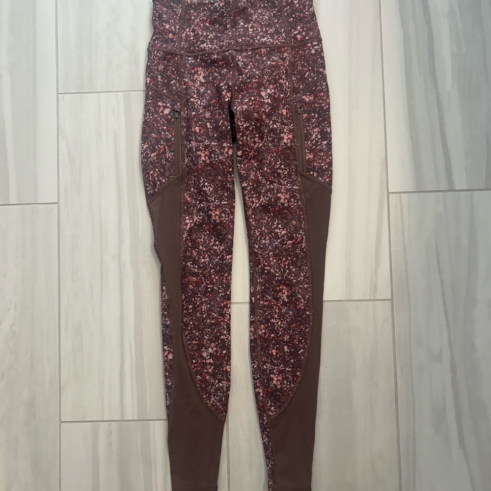 Athleta Brown and Pink Patterned Leggings